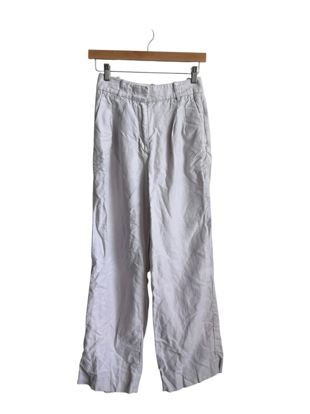 Aritzia Wilfred The Effortless Pant London Grey Linen Lyocell Wide Leg Size 4